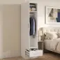 Armario Dormitorio Moderno Armario Ropero con Barra para Colgar Cajón Estante Superior 40x52x170 cm Blanco