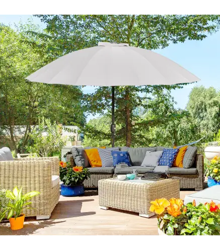 Sombrilla de Jardín Ø250x240 cm con Manivela Parasol con Ángulo Inclinable con 18 Varillas para Exterior Gris Claro