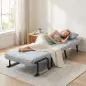 Sillón Cama Plegable 3 en 1 Tapizado en Lino Respaldo Ajustable Almohada con Funda Lavable 67x73x96 cm Gris Claro Sillón Cama Plegable 3 en 1 Tapizado en Lino Respaldo Ajustable Almohada con Funda Lavable 67x73x96 cm Gris Claro