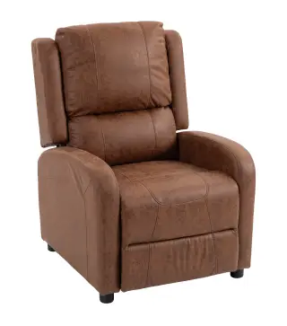 Sillón Relax Reclinable Manual Tapizado en Cuero Sintético Instalación Rápida Reposapiés Acolchado Grueso Marrón