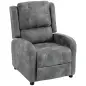 Sillón Relax Reclinable Manual Tapizado en Cuero Sintético Instalación Rápida Reposapiés Acolchado Grueso Gris