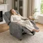 Sillón Relax Reclinable Manual Tapizado en Cuero Sintético Instalación Rápida Reposapiés Acolchado Grueso Gris
