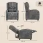 Sillón Relax Reclinable Manual Tapizado en Cuero Sintético Instalación Rápida Reposapiés Acolchado Grueso Gris