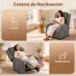 Sillón Relax Reclinable Manual Tapizado en Cuero Sintético Instalación Rápida Reposapiés Acolchado Grueso Gris