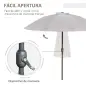 Sombrilla de Jardín Ø250x240 cm con Manivela Parasol con Ángulo Inclinable con 18 Varillas para Exterior Gris Claro