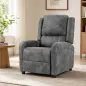 Sillón Relax Reclinable Manual Tapizado en Cuero Sintético Instalación Rápida Reposapiés Acolchado Grueso Gris
