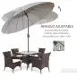 Sombrilla de Jardín Ø250x240 cm con Manivela Parasol con Ángulo Inclinable con 18 Varillas para Exterior Gris Claro