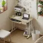 Mesa de Escritorio Mesa de Estudio con Bandeja de Teclado y Cajón Mesa de Ordenador para Despacho 90x50x100 cm Roble