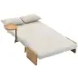 Sofá Cama 2 Plazas Convertible 3 en 1 Tapizado en Chenilla con Respaldo Ajustable Mesa Lateral 2 Almohadas Blanco Crema Sofá Cama 2 Plazas Convertible 3 en 1 Tapizado en Chenilla con Respaldo Ajustable Mesa Lateral 2 Almohadas Blanco Crema