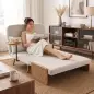 Sofá Cama 2 Plazas Convertible 3 en 1 Tapizado en Chenilla con Respaldo Ajustable Mesa Lateral 2 Almohadas Blanco Crema Sofá Cama 2 Plazas Convertible 3 en 1 Tapizado en Chenilla con Respaldo Ajustable Mesa Lateral 2 Almohadas Blanco Crema