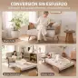 Sofá Cama 2 Plazas Convertible 3 en 1 Tapizado en Chenilla con Respaldo Ajustable Mesa Lateral 2 Almohadas Blanco Crema Sofá Cama 2 Plazas Convertible 3 en 1 Tapizado en Chenilla con Respaldo Ajustable Mesa Lateral 2 Almohadas Blanco Crema