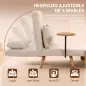 Sofá Cama 2 Plazas Convertible 3 en 1 Tapizado en Chenilla con Respaldo Ajustable Mesa Lateral 2 Almohadas Blanco Crema Sofá Cama 2 Plazas Convertible 3 en 1 Tapizado en Chenilla con Respaldo Ajustable Mesa Lateral 2 Almohadas Blanco Crema