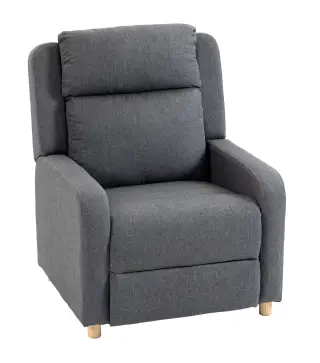 Sillón Relax Reclinable Manual Tapizado en Lino Instalación Rápida Reposapiés Acolchado Grueso y Patas de Madera Gris