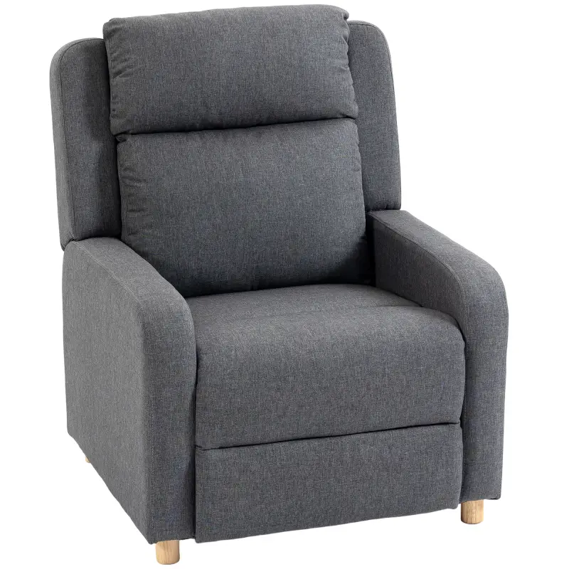 Sillón Relax Reclinable Manual Tapizado en Lino Instalación Rápida Reposapiés Acolchado Grueso y Patas de Madera Gris Sillón Relax Reclinable Manual Tapizado en Lino Instalación Rápida Reposapiés Acolchado Grueso y Patas de Madera Gris