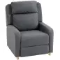 Sillón Relax Reclinable Manual Tapizado en Lino Instalación Rápida Reposapiés Acolchado Grueso y Patas de Madera Gris Sillón Relax Reclinable Manual Tapizado en Lino Instalación Rápida Reposapiés Acolchado Grueso y Patas de Madera Gris
