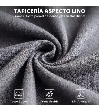 Sillón Relax Reclinable Manual Tapizado en Lino Instalación Rápida Reposapiés Acolchado Grueso y Patas de Madera Gris