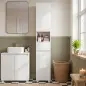 Armario Alto de Baño Mueble de Baño Estrecho Alto Brillo con Cajón Compartimento Abierto y Estantes Ajustables Blanco Armario Alto de Baño Mueble de Baño Estrecho Alto Brillo con Cajón Compartimento Abierto y Estantes Ajustables Blanco