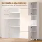 Armario Alto de Baño Mueble de Baño Estrecho Alto Brillo con Cajón Compartimento Abierto y Estantes Ajustables Blanco Armario Alto de Baño Mueble de Baño Estrecho Alto Brillo con Cajón Compartimento Abierto y Estantes Ajustables Blanco