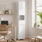 Armario Alto de Baño Mueble de Baño Estrecho Alto Brillo con Cajón Compartimento Abierto y Estantes Ajustables Blanco Armario Alto de Baño Mueble de Baño Estrecho Alto Brillo con Cajón Compartimento Abierto y Estantes Ajustables Blanco