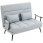 Sofá Cama 2 Plazas Convertible 3 en 1 Tapizado en Lino con Respaldo Ajustable Click-Clack Gris Claro Sofá Cama 2 Plazas Convertible 3 en 1 Tapizado en Lino con Respaldo Ajustable Click-Clack Gris Claro