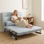 Sofá Cama 2 Plazas Convertible 3 en 1 Tapizado en Lino con Respaldo Ajustable Click-Clack Gris Claro Sofá Cama 2 Plazas Convertible 3 en 1 Tapizado en Lino con Respaldo Ajustable Click-Clack Gris Claro
