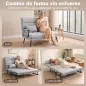 Sofá Cama 2 Plazas Convertible 3 en 1 Tapizado en Lino con Respaldo Ajustable Click-Clack Gris Claro Sofá Cama 2 Plazas Convertible 3 en 1 Tapizado en Lino con Respaldo Ajustable Click-Clack Gris Claro