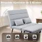 Sofá Cama 2 Plazas Convertible 3 en 1 Tapizado en Lino con Respaldo Ajustable Click-Clack Gris Claro Sofá Cama 2 Plazas Convertible 3 en 1 Tapizado en Lino con Respaldo Ajustable Click-Clack Gris Claro