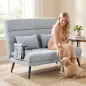Sofá Cama 2 Plazas Convertible 3 en 1 Tapizado en Lino con Respaldo Ajustable Click-Clack Gris Claro Sofá Cama 2 Plazas Convertible 3 en 1 Tapizado en Lino con Respaldo Ajustable Click-Clack Gris Claro