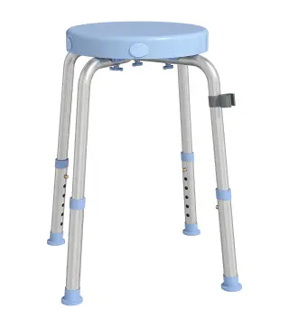 Taburete de Ducha Giratorio 360° Taburete Ducha con Marco de Aluminio y Altura Regulable en 5 Niveles Azul Claro