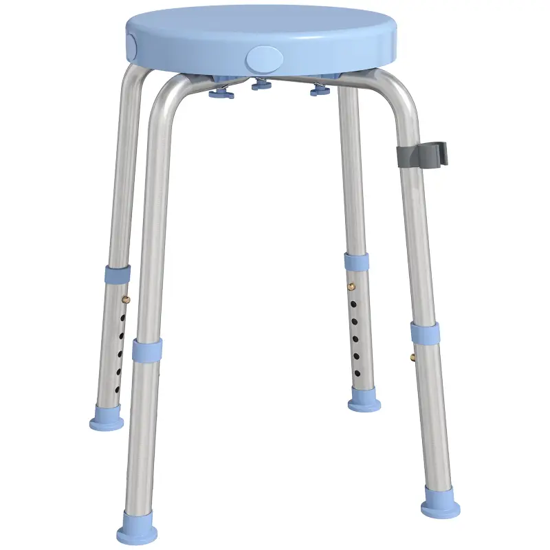 Taburete de Ducha Giratorio 360° Taburete Ducha con Marco de Aluminio y Altura Regulable en 5 Niveles Azul Claro Taburete de Ducha Giratorio 360° Taburete Ducha con Marco de Aluminio y Altura Regulable en 5 Niveles Azul Claro