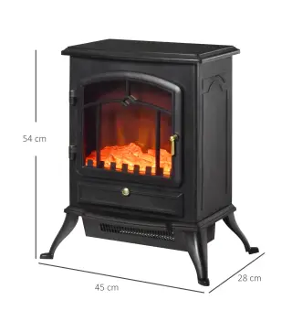 Chimenea Decorativa con Efecto de Llama Termostato y Protección contra Sobrecalentamiento 45x28x54 cm Negro
