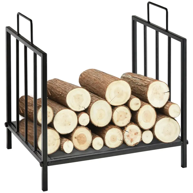 Estante de Leña para Chimenea Tradicional Leñero Interior y Exterior Almacenaje para Madera Soporte para Leña con Asas Diseño El