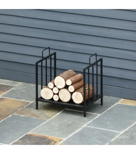 Estante de Leña para Chimenea Tradicional Leñero Interior y Exterior Almacenaje para Madera Soporte para Leña con Asas Diseño El