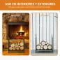 Estante de Leña para Chimenea Tradicional Leñero Interior y Exterior Almacenaje para Madera Soporte para Leña con Asas Diseño El