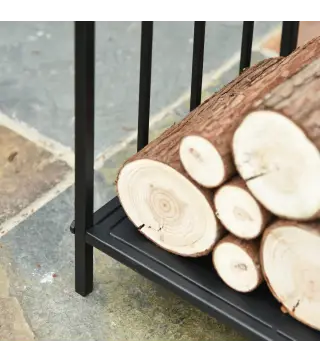 Estante de Leña para Chimenea Tradicional Leñero Interior y Exterior Almacenaje para Madera Soporte para Leña con Asas Diseño El