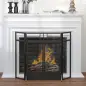 Salvachispas Plegable Pantalla Protectora de Chimenea de 3 Paneles con Doble Puerta y Pies 120x11,5x79 cm Negro Salvachispas Plegable Pantalla Protectora de Chimenea de 3 Paneles con Doble Puerta y Pies 120x11,5x79 cm Negro