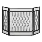 Pantalla Protectora de Chimenea Plegable de 3 Paneles con Bisagras y Estructura de Metal Decorativa 126x3x80 cm Negro