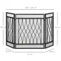 Pantalla Protectora de Chimenea Plegable de 3 Paneles con Bisagras y Estructura de Metal Decorativa 126x3x80 cm Negro