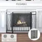 Pantalla Protectora de Chimenea Plegable de 3 Paneles con Bisagras y Estructura de Metal Decorativa 126x3x80 cm Negro