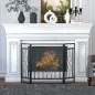 Pantalla Protectora de Chimenea Plegable de 3 Paneles con Bisagras y Estructura de Metal Decorativa 126x3x80 cm Negro