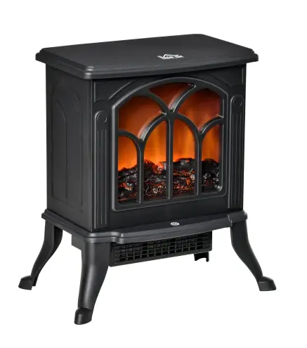Chimenea Eléctrica de Pie 750/1500 W con 2 Niveles de Potencia Efecto Llama Área de Cobertura 15-20 m² Negro
