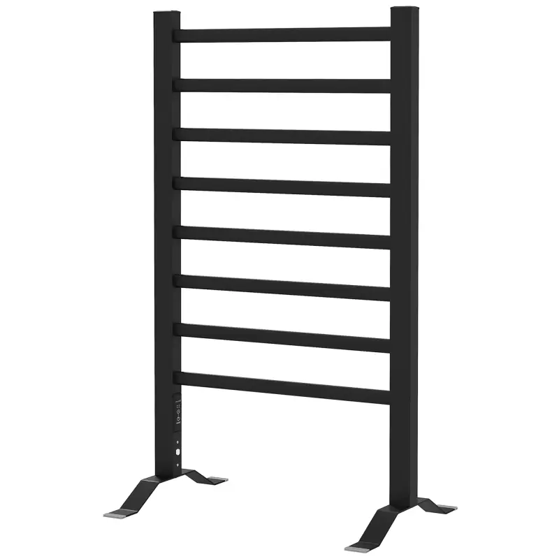 Toallero Eléctrico de Pared o Suelo con Función de Temporizador y 8 Barras 53x35x90 cm Negro Toallero Eléctrico de Pared o Suelo con Función de Temporizador y 8 Barras 53x35x90 cm Negro