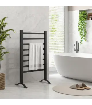 Toallero Eléctrico de Pared o Suelo con Función de Temporizador y 8 Barras 53x35x90 cm Negro