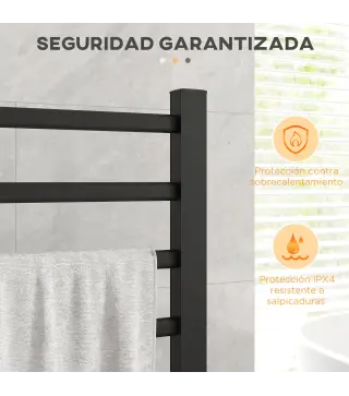 Toallero Eléctrico de Pared o Suelo con Función de Temporizador y 8 Barras 53x35x90 cm Negro