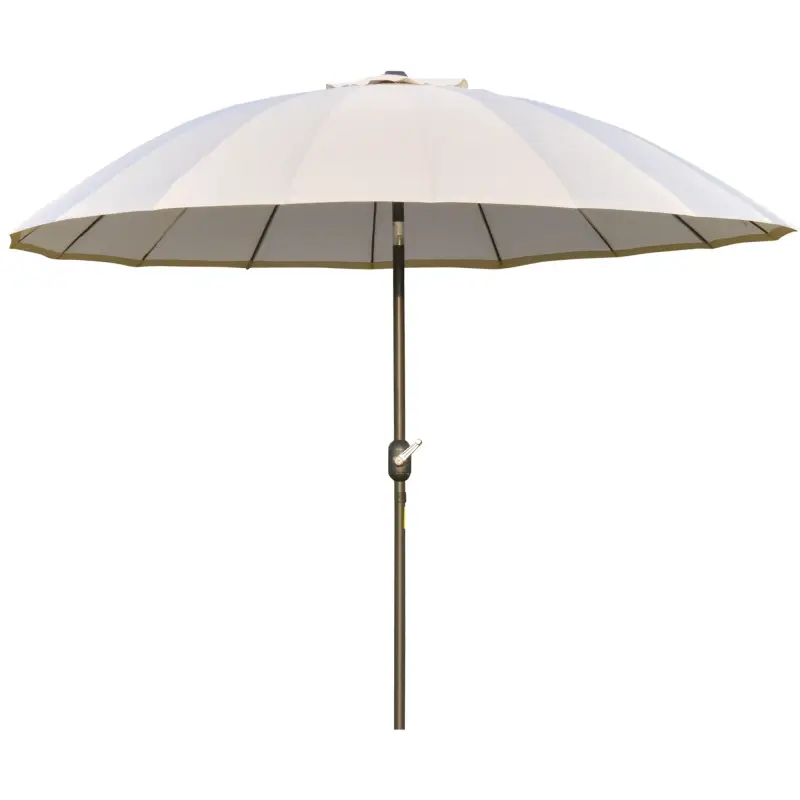 Sombrilla de Jardín Ø250x240 cm con Manivela Parasol con Ángulo Inclinable con 18 Varillas para Exterior Crema