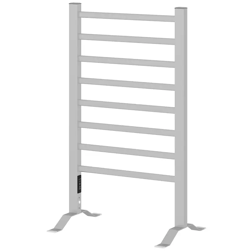 Toallero Eléctrico de Pared o Suelo con Función de Temporizador y 8 Barras 53x35x90 cm Plata