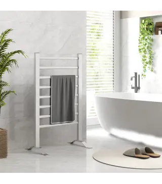 Toallero Eléctrico de Pared o Suelo con Función de Temporizador y 8 Barras 53x35x90 cm Plata