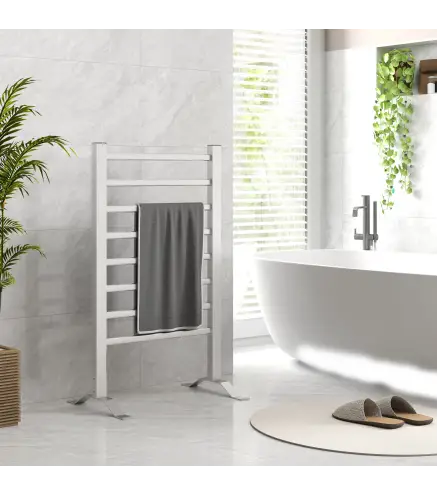 Toallero Eléctrico de Pared o Suelo con Función de Temporizador y 8 Barras 53x35x90 cm Plata