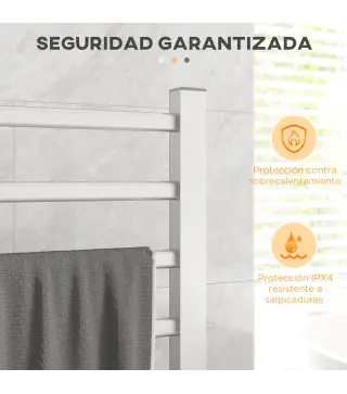 Toallero Eléctrico de Pared o Suelo con Función de Temporizador y 8 Barras 53x35x90 cm Plata