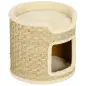 Barril Rascador para Gatos Altura 37 cm Torre para Gatos con Cueva y Cama Superior Cubierto de Sisal Caqui